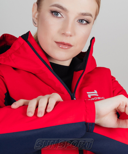 Утепленная куртка NordSki W Base женская красн/т.синий (вид 2) Утепленная куртка NordSki W Base женская красн/т.синий (фото, вид 2)