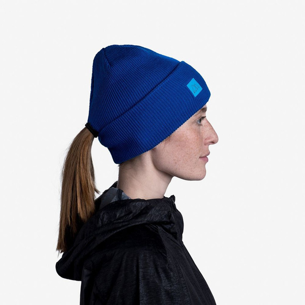  Buff Crossknit Hat Solid Azure Blue (,  8)