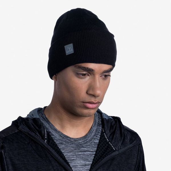  Buff Crossknit Hat Solid Black (,  8)