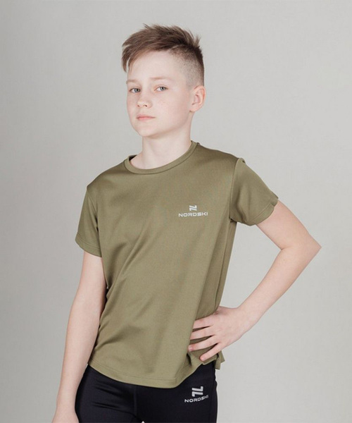 Футболка NordSki JR Run детская Olive (вид 1) Футболка NordSki JR Run детская Olive (фото, вид 1)