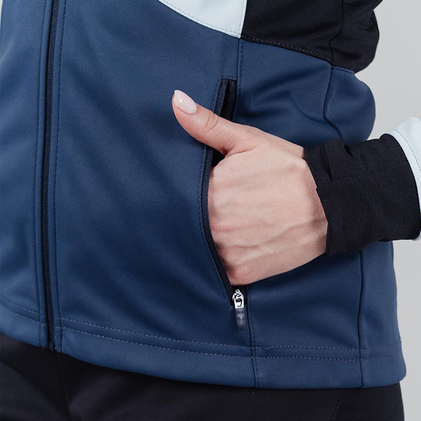 Разминочная куртка NordSki W Pro женская жемчуж/т.синий (вид 3) Разминочная куртка NordSki W Pro женская жемчуж/т.синий (фото, вид 3)