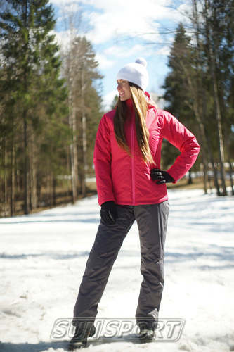 Утепленные штаны на лямках NordSki W Premium женские серый (фото, вид 2)