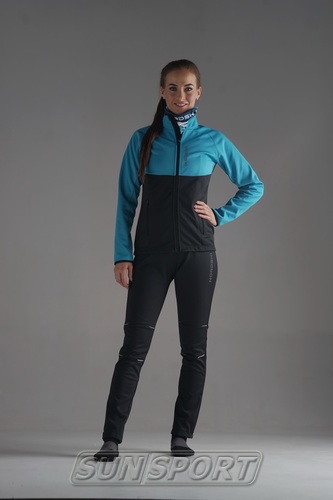 Разминочная куртка NordSki W Premium SoftShell женская голуб/черный (фото, вид 5)