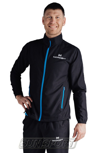 Куртка тренировочная NordSki M Motion мужская Black/Light Blue (вид 2) Куртка тренировочная NordSki M Motion мужская Black/Light Blue (фото, вид 2)