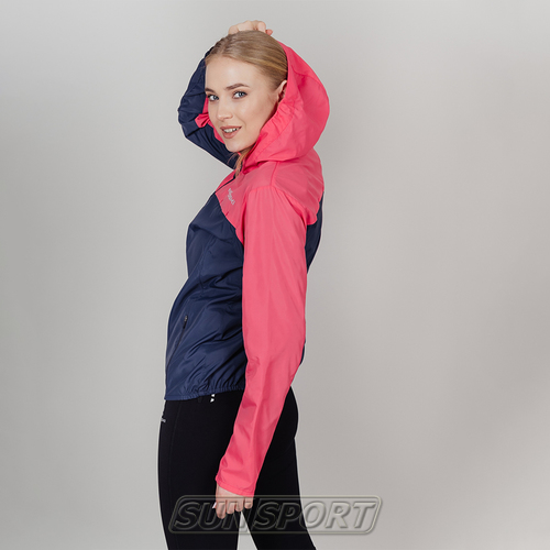 Куртка тренировочная NordSki W Rain женская Coral/Navy (вид 2) Куртка тренировочная NordSki W Rain женская Coral/Navy (фото, вид 2)