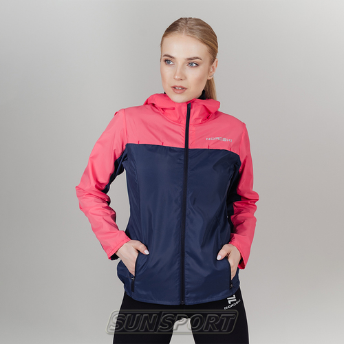 Куртка тренировочная NordSki W Rain женская Coral/Navy (вид 5) Куртка тренировочная NordSki W Rain женская Coral/Navy (фото, вид 5)