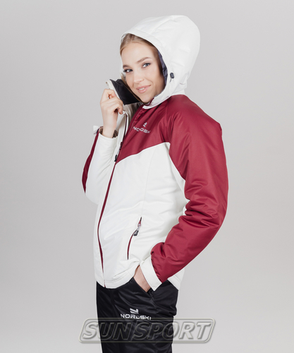 Утепленная куртка NordSki W Premium Sport женская беж/бордо (вид 2) Утепленная куртка NordSki W Premium Sport женская беж/бордо (фото, вид 2)
