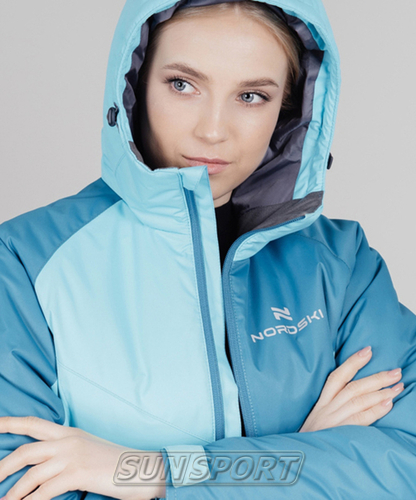 Утепленная куртка NordSki W Premium Sport женская аквамарин/синий (вид 3) Утепленная куртка NordSki W Premium Sport женская аквамарин/синий (фото, вид 3)