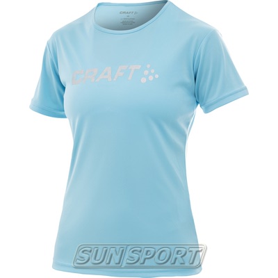 Футболка Craft W Active Run Logo женская голубой Футболка Craft W Active Run Logo женская голубой