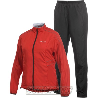 Костюм ветрозащитный Craft W Active Run Wind женский черн/красный Костюм ветрозащитный Craft W Active Run Wind женский черн/красный (фото)