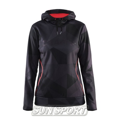 Толстовка Craft W Logo Hood женская черн/оранжевый Толстовка Craft W Logo Hood женская черн/оранжевый (фото)