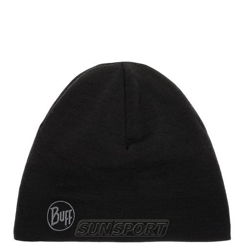  Buff Heavyweight Merino Wool Hat Solid Black